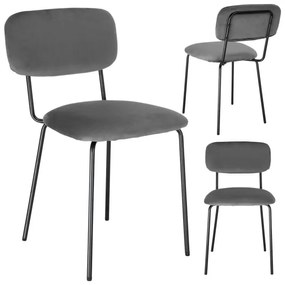 Jedálenská stolička LOUIS zamatová, čierna / grafitová