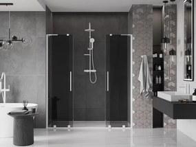 Mexen Velar L Duo, posuvné sprchové dvere do otvoru 200 cm, 8mm šedé sklo, biela matná, 871-200-003-42-20