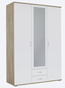 Šatníková skriňa 3-dverová Twin, dub sonoma/biela