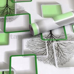 Samolepiace tapety 45 cm x 10 m IMPOL TRADE 9459 stromy s rámčekmi s 3D efektom zelené Samolepiace tapety