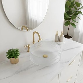 BPS-koupelny Sklenené umývadlo na dosku HYD-BRT1-WH-400 40x12 cm, mat