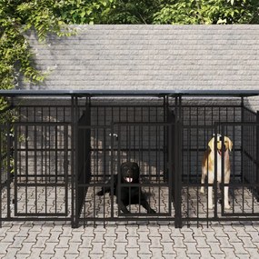 Vonkajšia voliéra pre psy so strechou oceľová 7,51 m²
