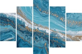 Obraz - Bledomodrý mramor so zlatom I. (150x105 cm)
