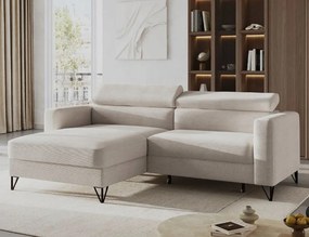 Jasnošedá rohová sedačka Otino na vysokých kovových nožičkách s funkciou spania