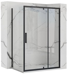 Rea Rapid Swing, rohový sprchovací kút 70 (dvere) x 80 (stena) x 195 cm, 6mm číre sklo, čierny profil, KPL-009919