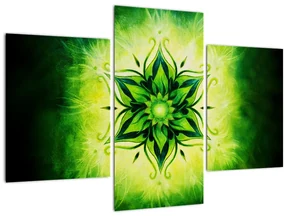 Obraz - Kvetinová mandala v zelenom pozadí (90x60 cm)
