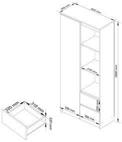 Skriňa Rexa 80 cm venge/biela