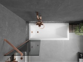 Mexen Next, 1-krídlová vaňová zástena 50 x 150 cm, 6mm šedé sklo, medená matná, 895-050-000-00-40-65