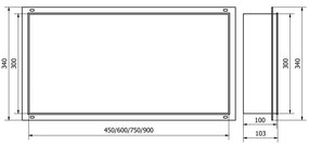 Mexen X-Wall-NR, polička na zapustenie pod obklad bez goliera 60 x 30 cm, čierna matná, 1971603010
