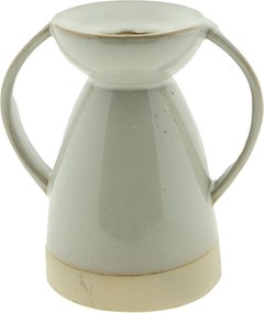 Béžový porcelánový svietnik na úzku sviečku Chrio - 12*8*13 cm