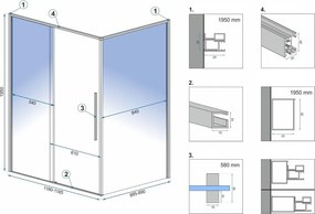 Sprchovací kút REA SOLAR 90/zástena x 120/dvere cm, čierny matný/transparent - bez vaničky