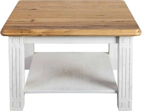 Biely konferenčný stolík do obývačky z masívu, 80x80x50 cm