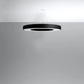 Závesné svietidlo Saturno Slim, 1x čierne textilné tienidlo, (biely plast), (fi 90 cm)