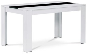 Autronic - Jídelní stůl 138x80x75, MDF, bílé lamino, dekorativní černý pruh - AT-B140 WT1 VÝPRODEJ