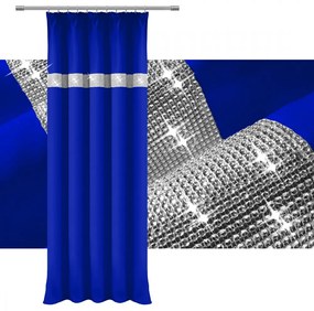 Hotový záves na riasiacej páske so zirkónmi 140x250 cm azurovo modrý