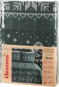 VIANOČNÉ RENFORCÉ OBLIEČKY CLOVER 140X200 CM, 1 KS 70X80 CM VZOROVANÉ