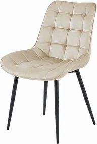 Set troch jedálenských stoličiek BERA zamatové béžové / čierne nohy (3 ks)