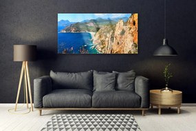 Obraz plexi Útes pobrežie more hory 120x60 cm