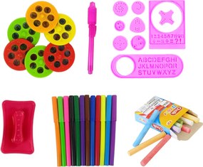 LEAN Toys Obojstranná kriedová tabuľa stojanová s projektorom a fixkami, ružová