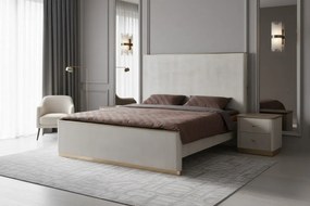 Nočný stolík Stilig ST891 55 cm ekokoža béžovosivý/zlatý
