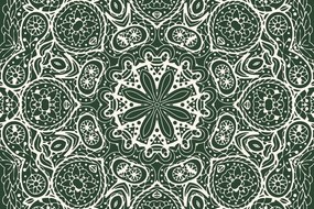 Tapeta biela Mandala na zelenom pozadí - 225x150