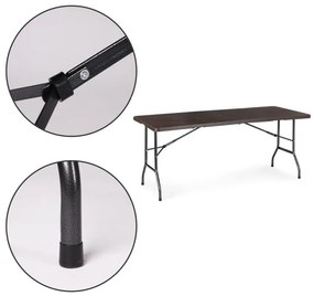 Cateringový stôl rozkladací 180 cm - tmavohnedý