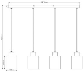 Globo 54114-4H - Závesný luster TRENT na lankách 4xE27/40W/230V