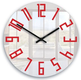 Nástěnné hodiny Slim 32 cm bílé/červené