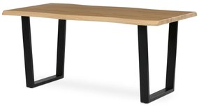 Autronic - Stůl jídelní, 160x90x75 cm, MDF deska, dekor divoký dub, kovová nohy ve tvaru U, černý matný lak - HT-F4216 OAK AKCE NOVINKA