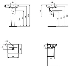 Ideal Standard Connect Air - Umývadlo 400x350 mm, s prepadom, biela E030701