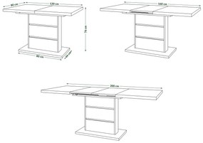 Mazzoni PIANO dub sonoma / biele vložky - moderný rozkladací stôl do 200 cm