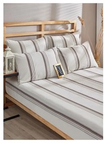 Hnedo-béžové bavlnené predĺžené obliečky na dvojlôžko 200x220 cm – Mila Home