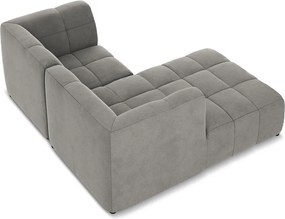 Sivá zamatová rohová pohovka (ľavý roh/s leňoškou) Aloha – Makamii