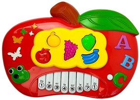 LEAN TOYS Piano s mikrofónom pripojiteľné k telefónu - jablko, červené