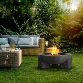 Prenosné ohnisko s roštom 79,5x38 cm, čierna/tmavá žula