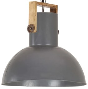 vidaXL Industriálna závesná lampa 25 W sivá mangovník 52 cm okrúhla E27
