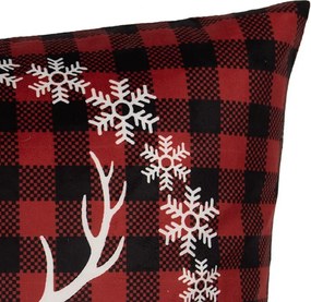 Červená obliečka na vankúš jeleň so zimným venčekom - 45*45 cm
