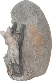 Šedá dekorácia zajačikovia na vajíčku v dekore kameňa - 22*18*27 cm
