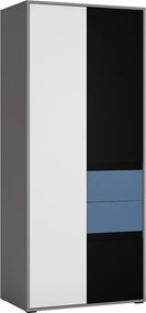 Skriňa Laser LASS01B 3D2S platinovo sivá/čierna perla/alpská biela/modrá