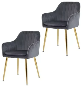 LuxuryForm DESIGN Jedálenská stolička AUSTIN VELUR - SET - tmavo šedá