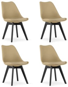 Set štyroch jedálenských stoličiek MARK svetlobéžový - čierne nohy (4 ks)