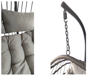 Závesné hojdacie dvojkreslo CUBA  sivé - sivé vankúše