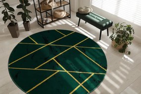 Koberec okrúhly EMERALD exkluzívne 1012 glamour, štýlový mramor, geometrický zelené / zlato Veľkosť: kruh 120 cm