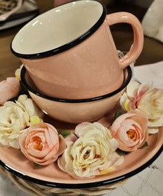 Ružový plytký keramický tanier s machuľa Printemps - Ø 27 * 3 cm