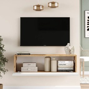 Závesný TV stolík Houseland Fullio Atlantic borovica/biela