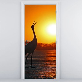 Fototapeta na dvere - Vtáky pri západe slnka (95x205cm)