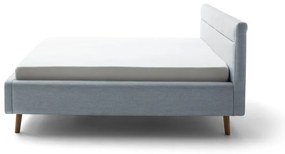 Sivomodrá čalúnená dvojlôžková posteľ s úložným priestorom s roštom 160x200 cm Lotte – Meise Möbel