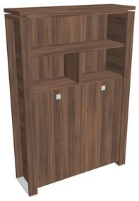 Vysoká šatníková skriňa Verno+ 140 x 46 x 210 cm, s regálom, orech