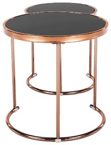 Konferenčný stolík (2 ks) Morino - chróm ružová / čierna