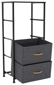 Komoda PALMERA s látkovými zásuvkami, čierna